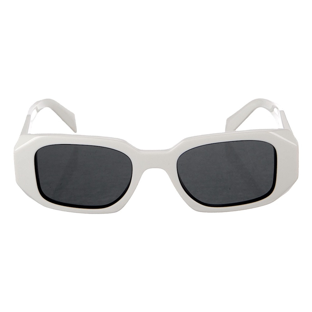 white Prada sunglasses | bright white Prada rectangular sunglasses | black tint - Picture 3 of 6